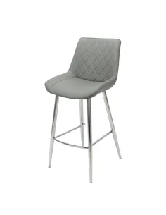 Silvia Bar Stool - Grey PU/Chrome Legs | Murphy Furniture