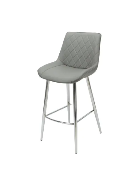 Silvia Bar Stool - Grey PU/Chrome Legs | Murphy Furniture