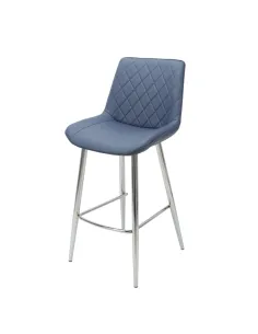 Silvia Bar Stool - Blue PU/Chrome Legs | Murphy Furniture