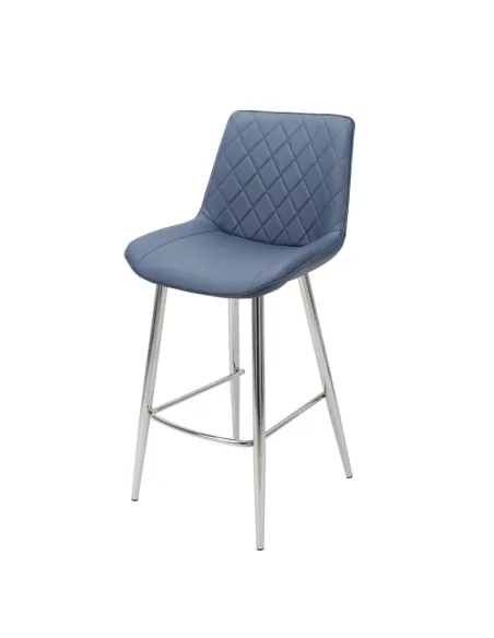 Silvia Bar Stool - Blue PU/Chrome Legs | Murphy Furniture