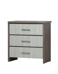 Lucy 3 Drawer Chest - Sonoma/Grey Oak | Murphy Furniture