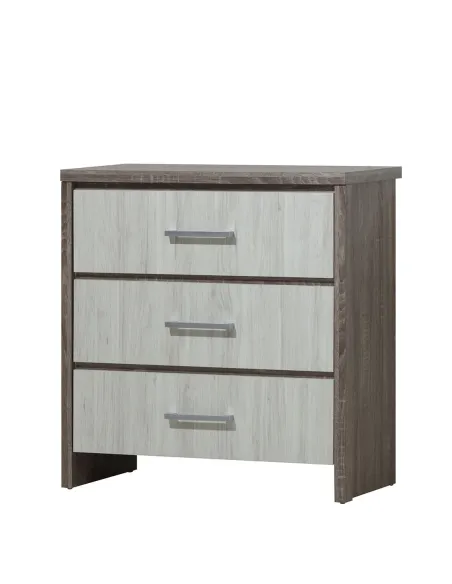 Lucy 3 Drawer Chest - Sonoma/Grey Oak | Murphy Furniture
