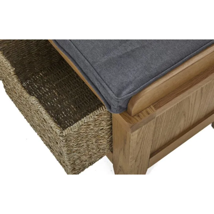 Blake Hallway Bench With Basket - Oak | Murphy Furniture