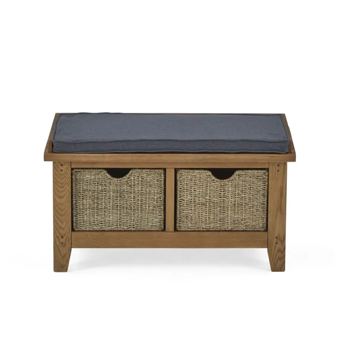Blake Hallway Bench With Basket - Oak | Murphy Furniture