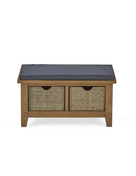Blake Hallway Bench With Basket - Oak | Murphy Furniture