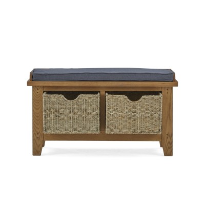 Blake Hallway Bench With Basket - Oak | Murphy Furniture