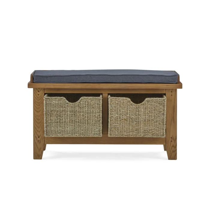 Blake Hallway Bench With Basket - Oak | Murphy Furniture