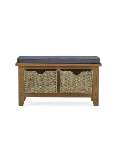 Blake Hallway Bench With Basket - Oak | Murphy Furniture