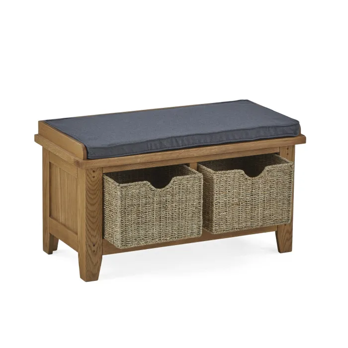 Blake Hallway Bench With Basket - Oak | Murphy Furniture