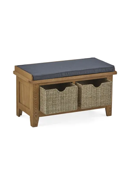 Blake Hallway Bench With Basket - Oak | Murphy Furniture