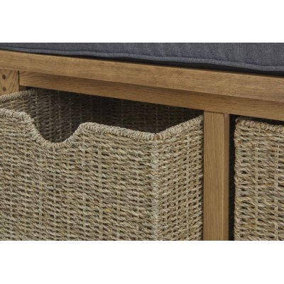 Blake Hallway Bench With Basket - Oak | Murphy Furniture