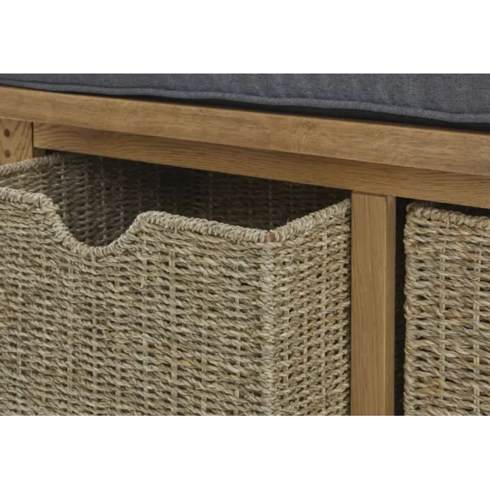 Blake Hallway Bench With Basket - Oak | Murphy Furniture