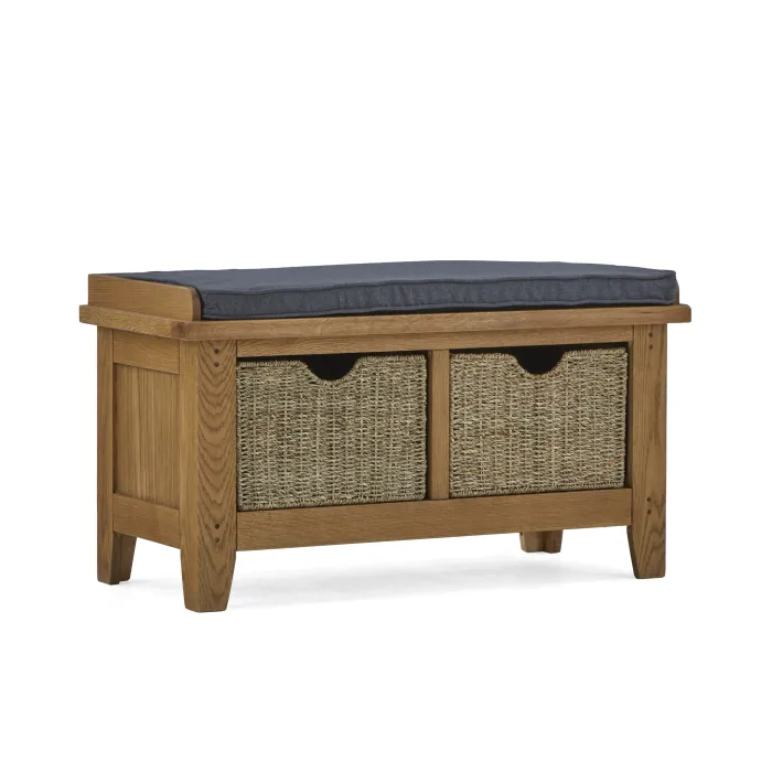 Blake Hallway Bench With Basket - Oak | Murphy Furniture