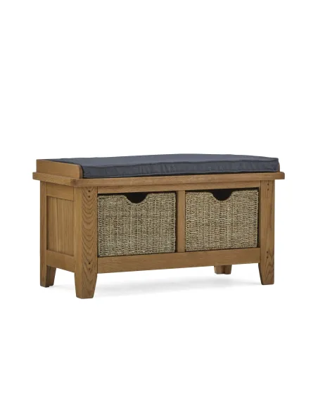 Blake Hallway Bench With Basket - Oak | Murphy Furniture