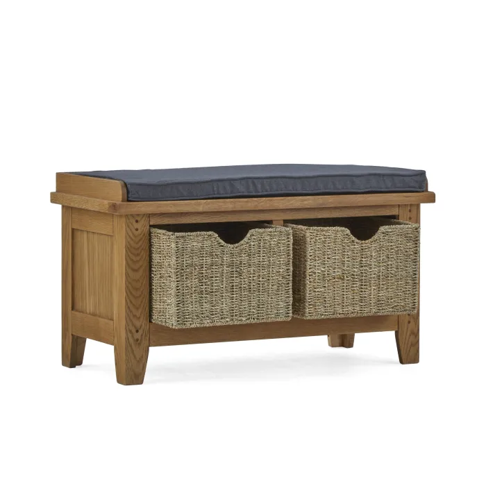 Blake Hallway Bench With Basket - Oak | Murphy Furniture