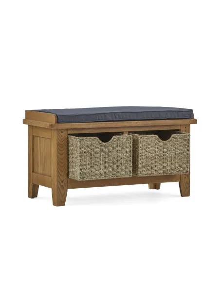 Blake Hallway Bench With Basket - Oak | Murphy Furniture