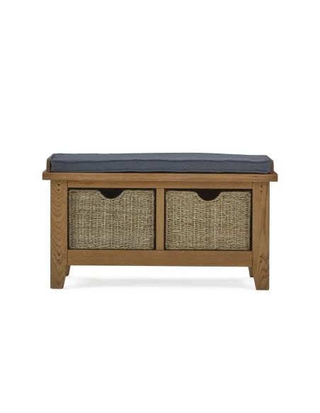 Blake Hallway Bench With Basket - Oak | Murphy Furniture