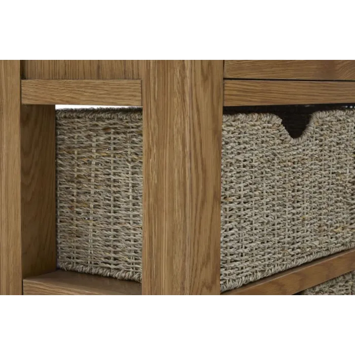 Blake Console Table With Basket - Oak | Murphy Furniture