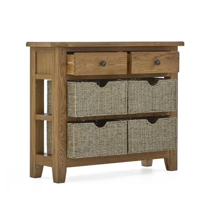 Blake Console Table With Basket - Oak | Murphy Furniture