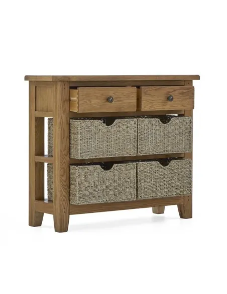 Blake Console Table With Basket - Oak | Murphy Furniture