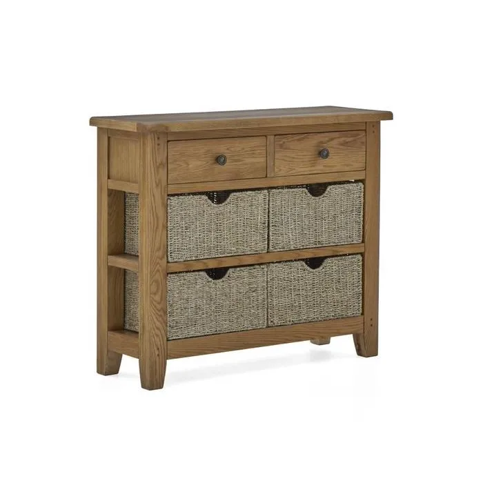 Blake Console Table With Basket - Oak | Murphy Furniture