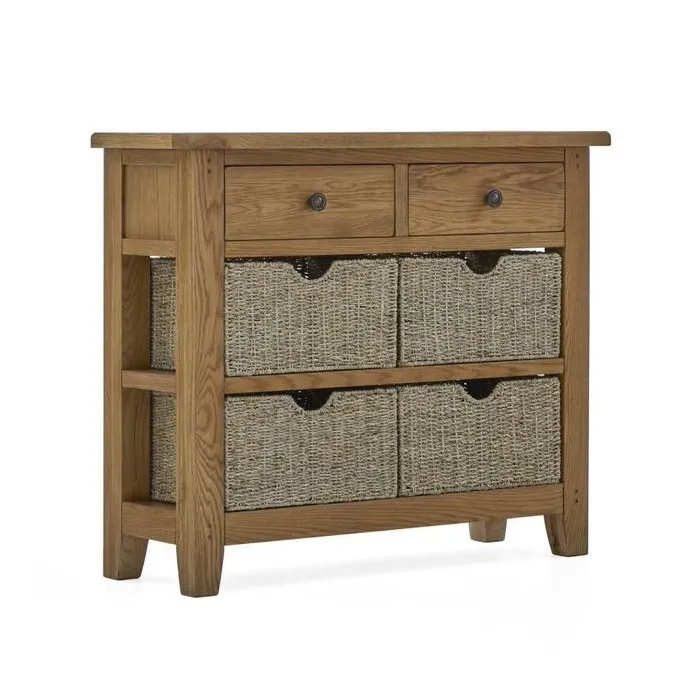Blake Console Table With Basket - Oak | Murphy Furniture