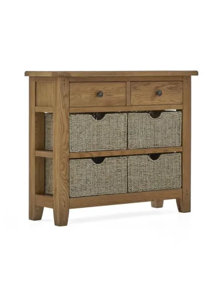 Blake Console Table With Basket - Oak | Murphy Furniture