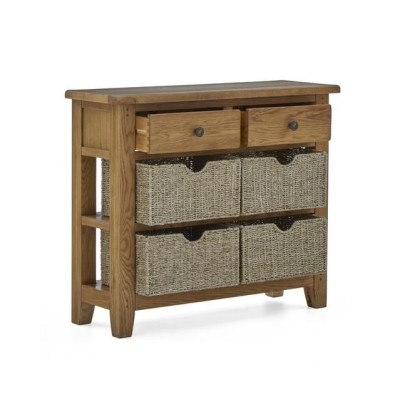 Blake Console Table With Basket - Oak | Murphy Furniture