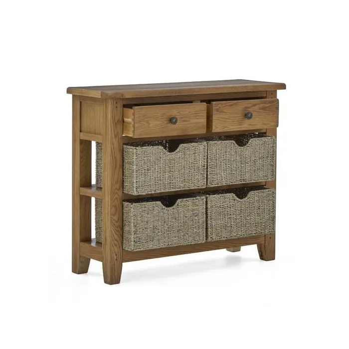 Blake Console Table With Basket - Oak | Murphy Furniture
