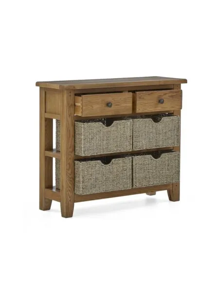 Blake Console Table With Basket - Oak | Murphy Furniture