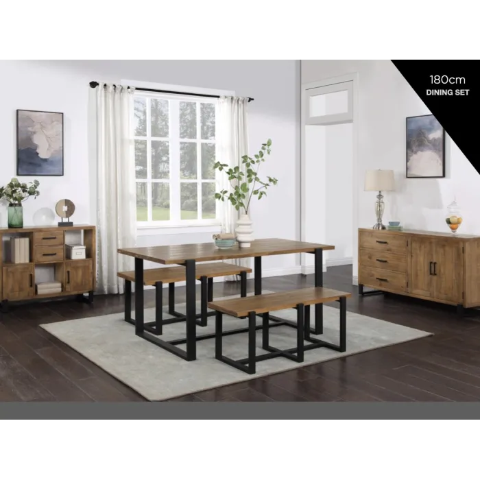 Pembroke 120cm Dining Bench - Rustic Pin | Murphy Furniture