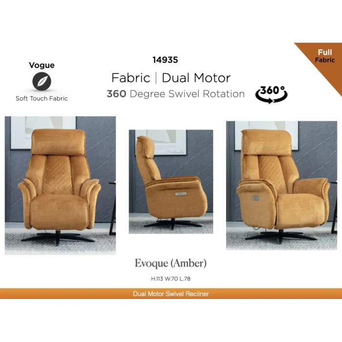 Evoque Dual Motor Electric Swivel Armcha | Murphy Furniture