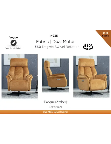 Evoque Dual Motor Electric Swivel Armcha | Murphy Furniture