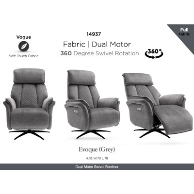Evoque Dual Motor Electric Swivel Armcha | Murphy Furniture