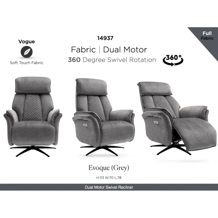 Evoque Dual Motor Electric Swivel Armcha | Murphy Furniture