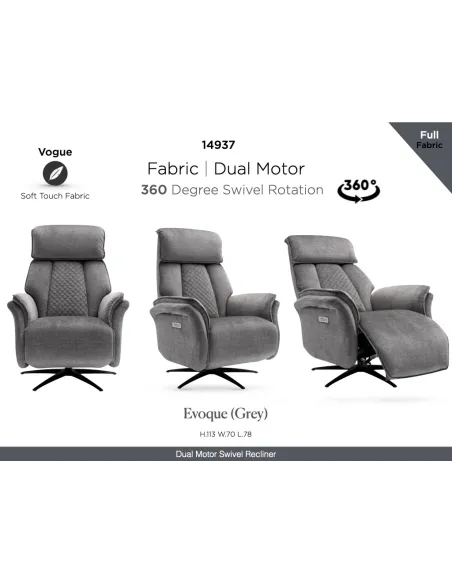 Evoque Dual Motor Electric Swivel Armcha | Murphy Furniture