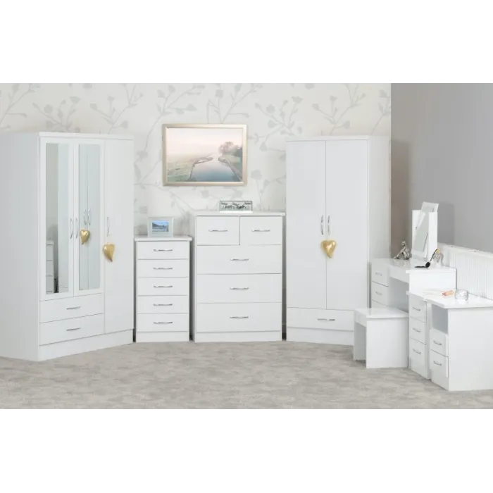 Nevada 4 Door 2 Drawer Wardrobe - White | Murphy Furniture
