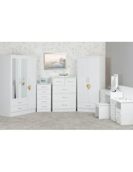 Nevada 4 Door 2 Drawer Wardrobe - White | Murphy Furniture