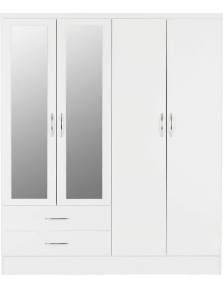 Nevada 4 Door 2 Drawer Wardrobe - White | Murphy Furniture