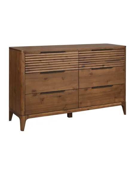 Francesca 6 Drawer Wide Chest - Walnut | Murphy Furniture
