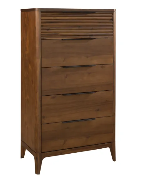 Francesca 5 Drawer Tall Chest - Walnut | Murphy Furniture