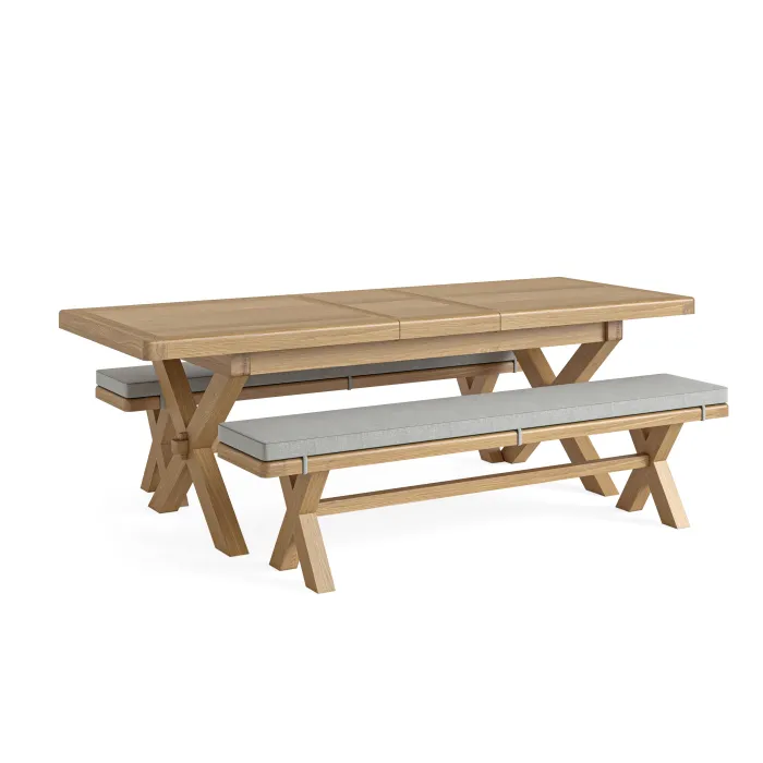 Gia Cross Leg Dining Bench - Oak | Murphy Furniture