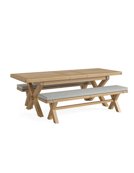 Gia Cross Leg Dining Bench - Oak | Murphy Furniture