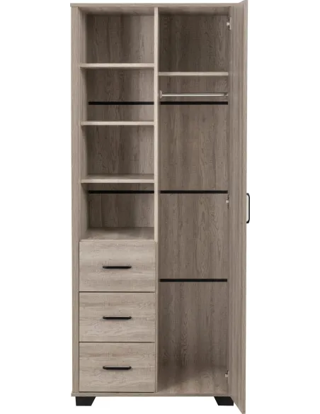 Oliver 1 Door 3 Drawer Open Shelf Wardro | Murphy Furniture