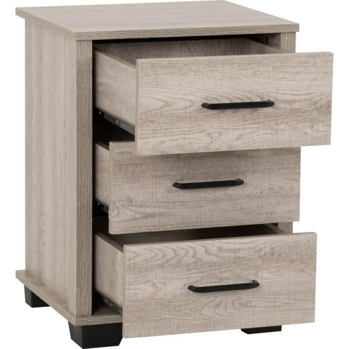 Oliver 3 Drawer Bedside Locker - Light O | Murphy Furniture