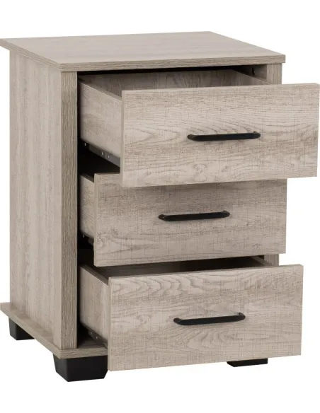 Oliver 3 Drawer Bedside Locker - Light O | Murphy Furniture
