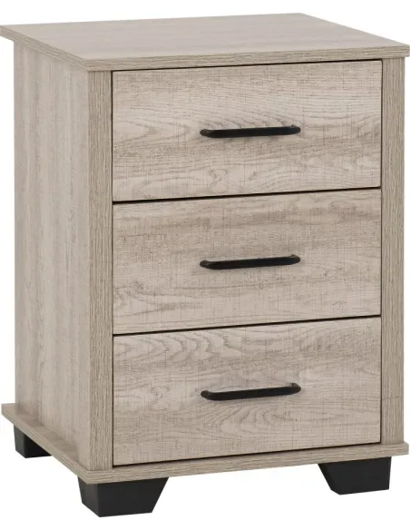 Oliver 3 Drawer Bedside Locker - Light O | Murphy Furniture