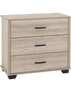 Oliver 3 Drawer Chest - Light Oak Effect | Murphy Furniture