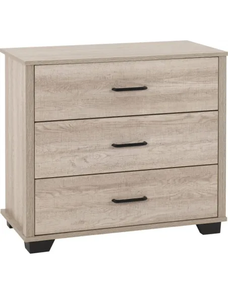 Oliver 3 Drawer Chest - Light Oak Effect | Murphy Furniture
