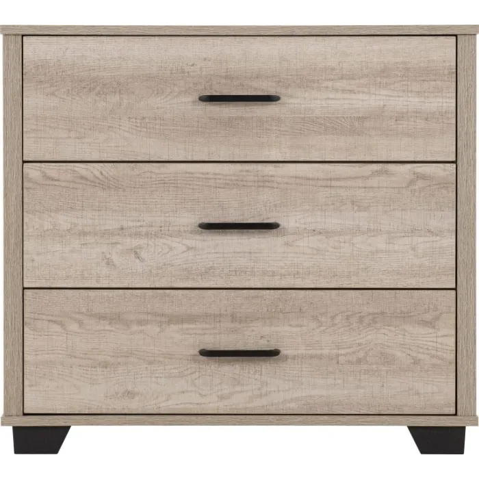 Oliver 3 Drawer Chest - Light Oak Effect | Murphy Furniture